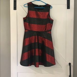 Apt 9 red and black shimmer striped dress